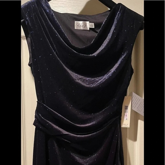 Eliza J Blue Velvet Shimmer Sheath Dress, Size 6 - Picture 14 of 16
